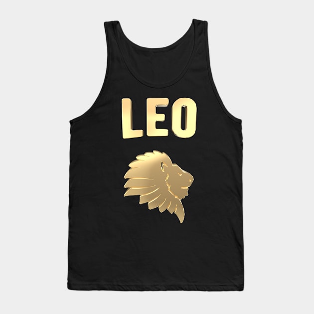 Gold Zodiac Sign Leo Born in August Gift Tank Top by HappyGiftArt